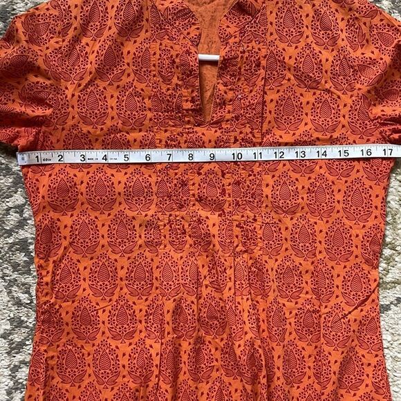 Westside Bohemian Long Orange Tunic w/ Red Designs & Sequins (Size: XS) - Picture 5 of 16